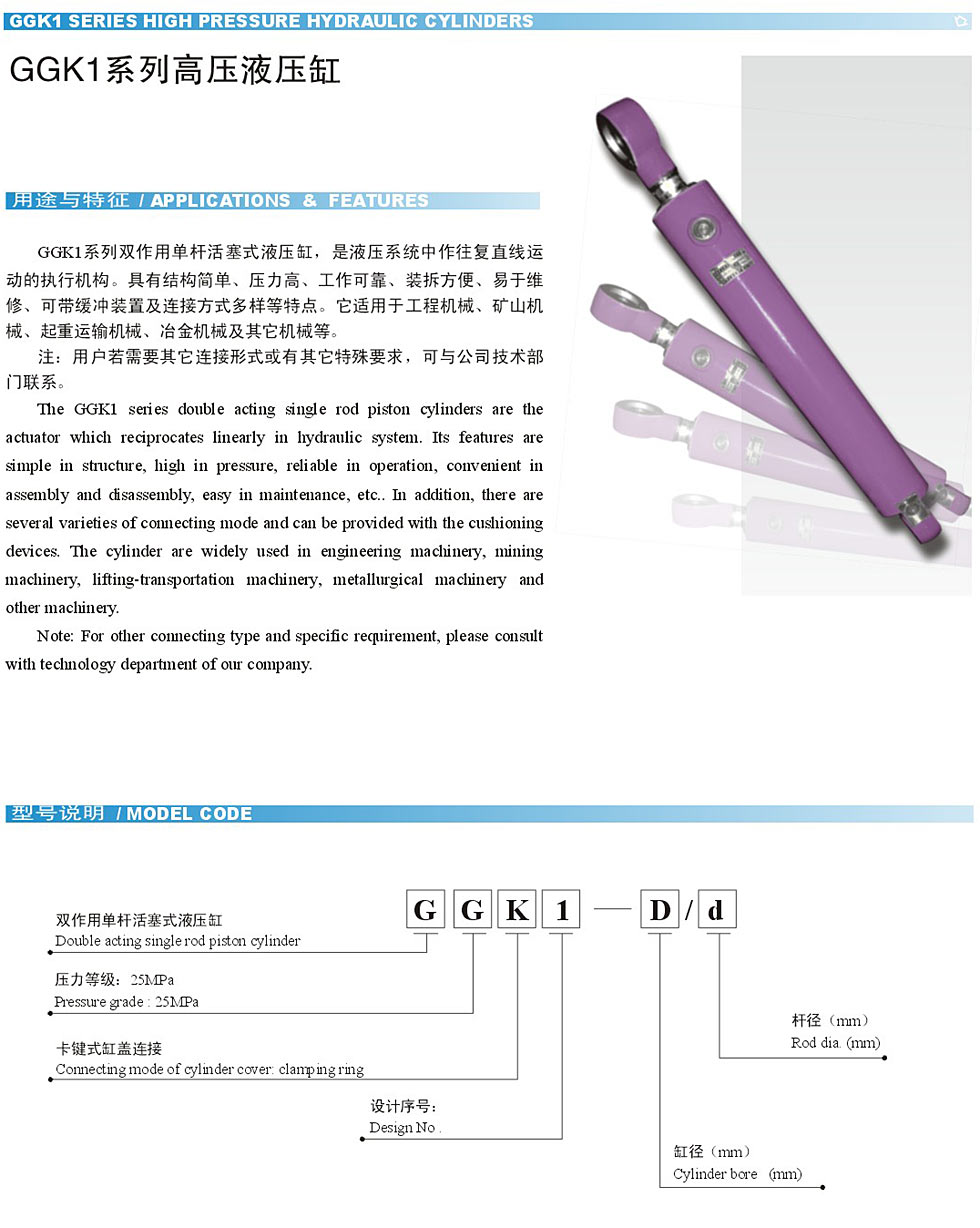 武漢液壓油缸HSGL01-90/124